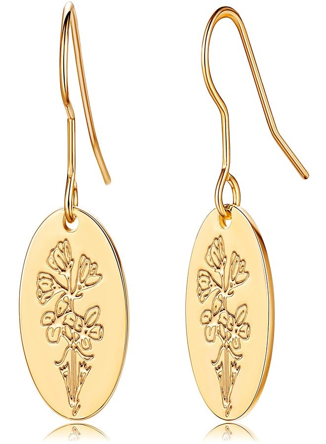 Moodear Trendy Earrings for Women - Dainty Flower Dangle Earrings - Minimalist 14K Gold Plated Boho Hypoallergenic Statement Jewelry - Birthday Gift for Her（Forget me not） - Image 1